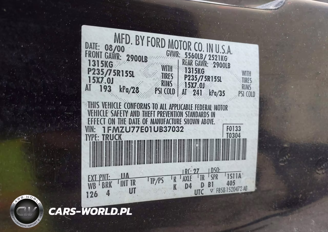2001 Ford Explorer Sport Trac VIN:1FMZU77E01UB37032 - 9
