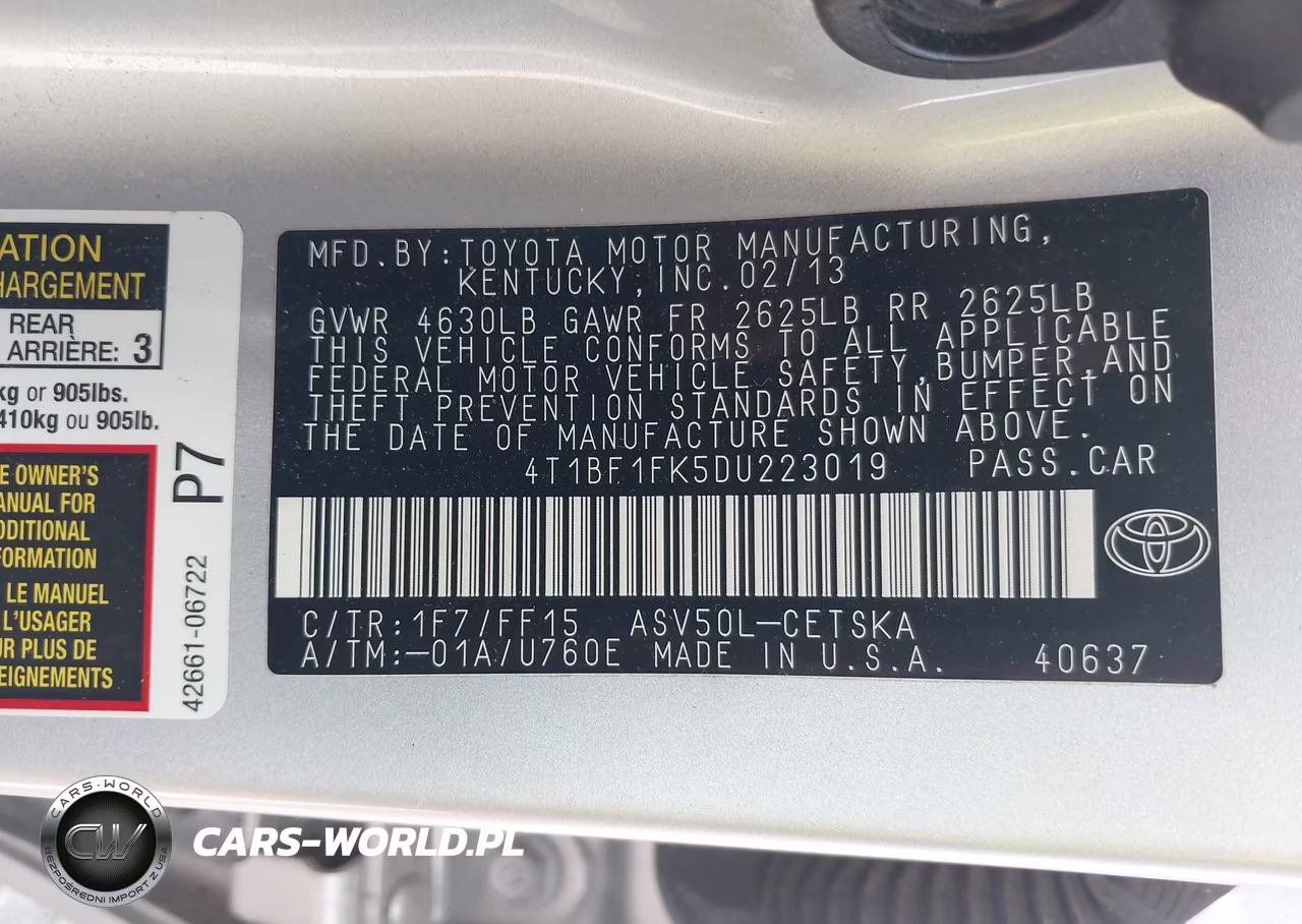 2013 Toyota Camry Se VIN:4T1BF1FK5DU223019 - 9