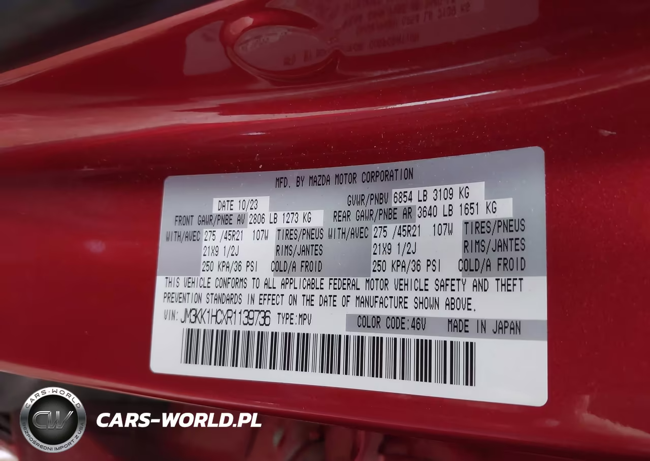2024 Mazda Cx-90 3.3 Turbo S VIN:JM3KK1HCXR1139736 - 9