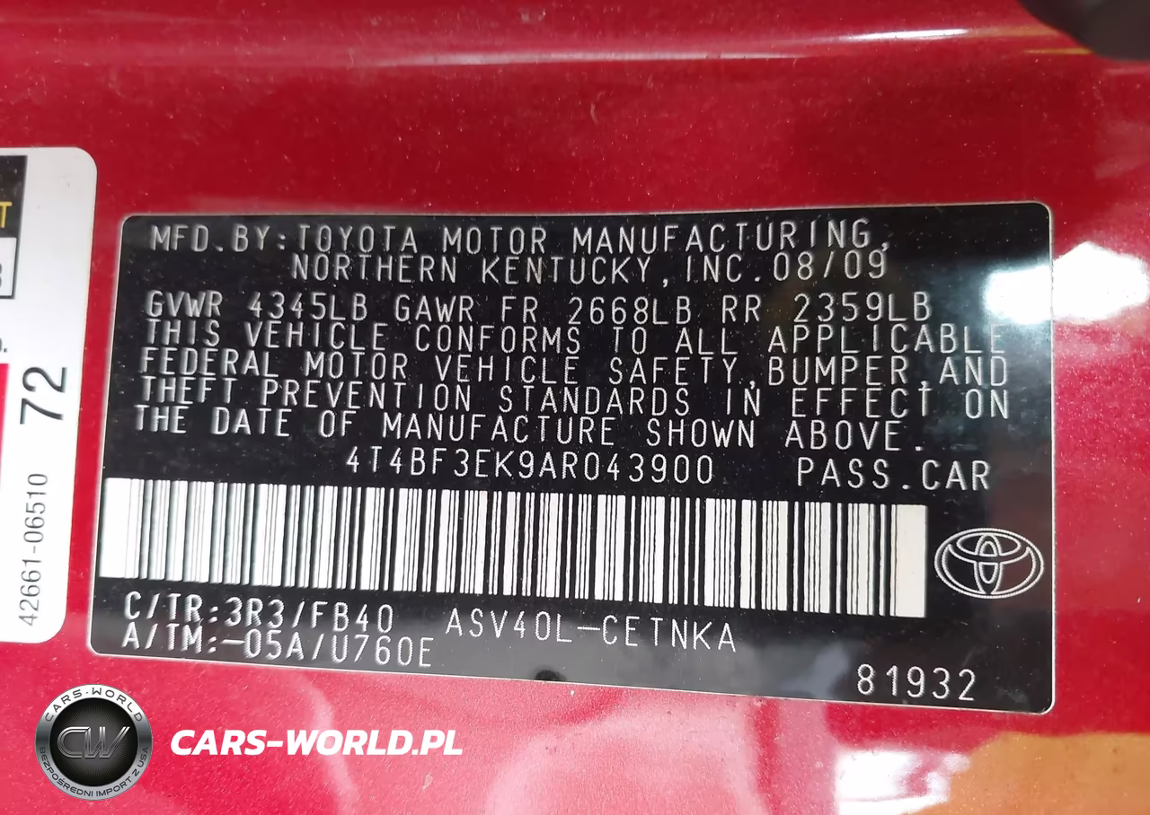 2010 Toyota Camry Le VIN:4T4BF3EK9AR043900 - 9