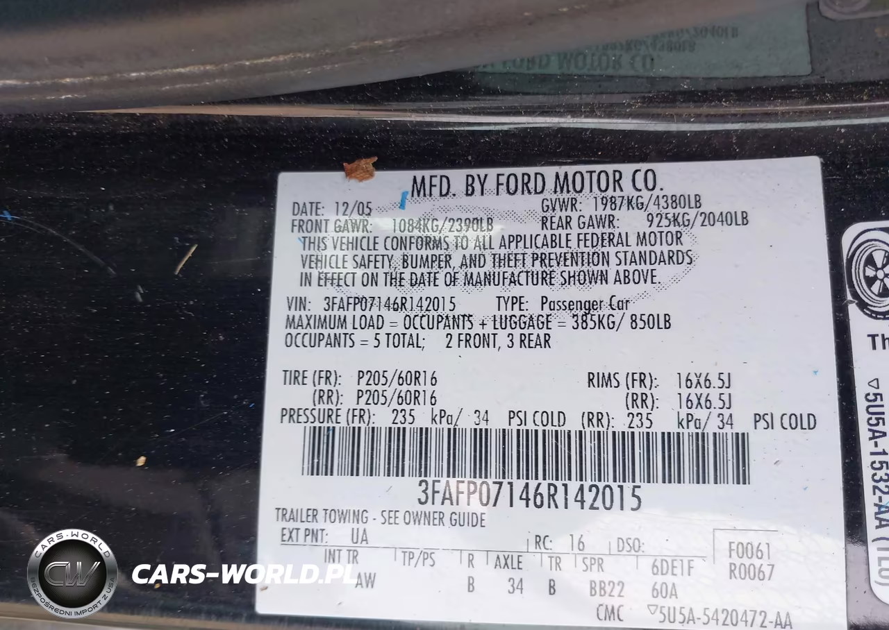 2006 Ford Fusion Se VIN:3FAFP07146R142015 - 9