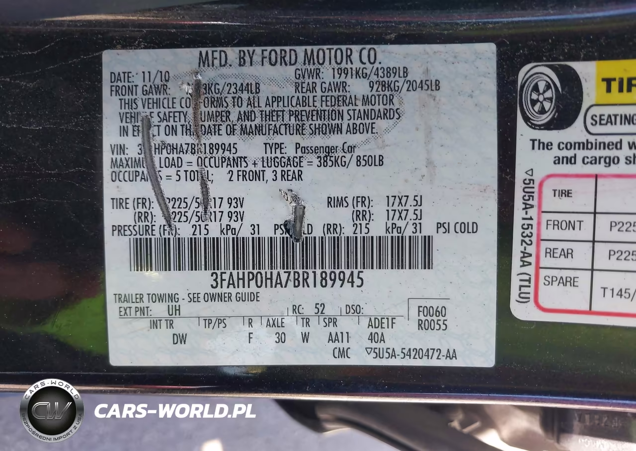 2011 Ford Fusion Se VIN:3FAHP0HA7BR189945 - 9