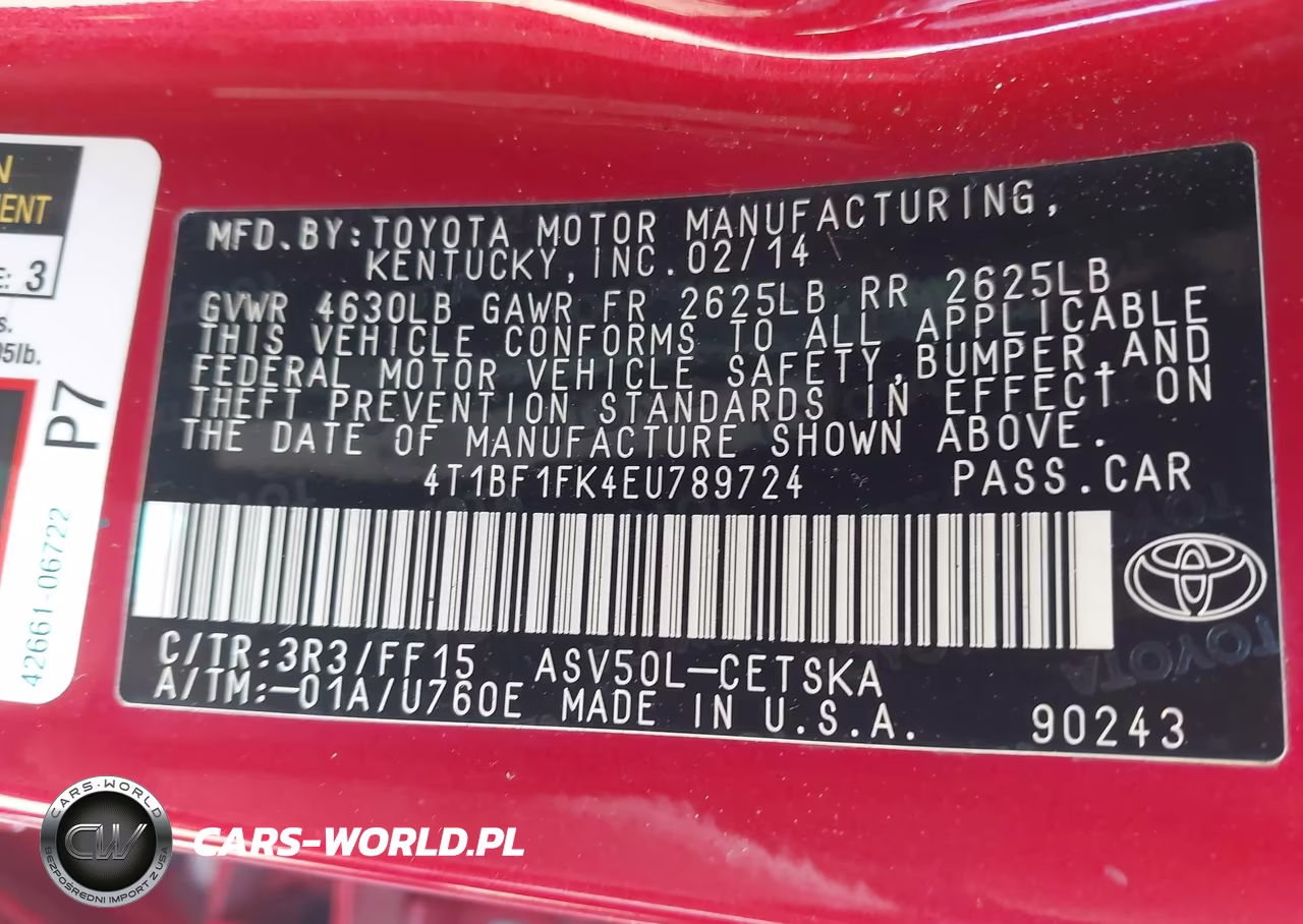 2014 Toyota Camry Se VIN:4T1BF1FK4EU789724 - 9