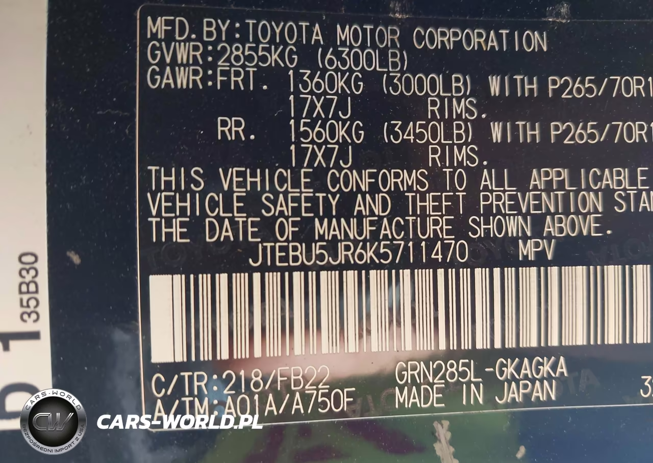 2019 Toyota 4Runner Sr5 VIN:JTEBU5JR6K5711470 - 9