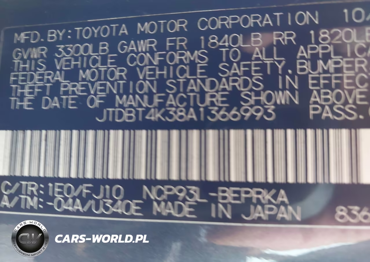2010 Toyota Yaris VIN:JTDBT4K38A1366993 - 9