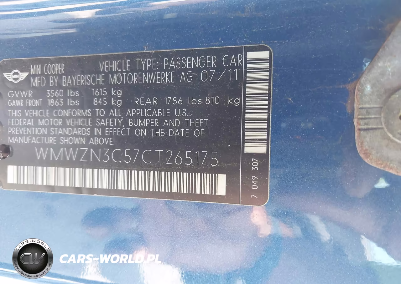 2012 Mini Cooper VIN:WMWZN3C57CT265175 - 9
