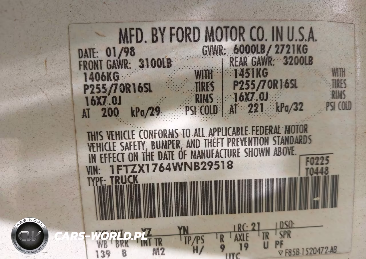 1998 Ford F-150 Lariat-Standard-Xl-Xlt VIN:1FTZX1764WNB29518 - 9