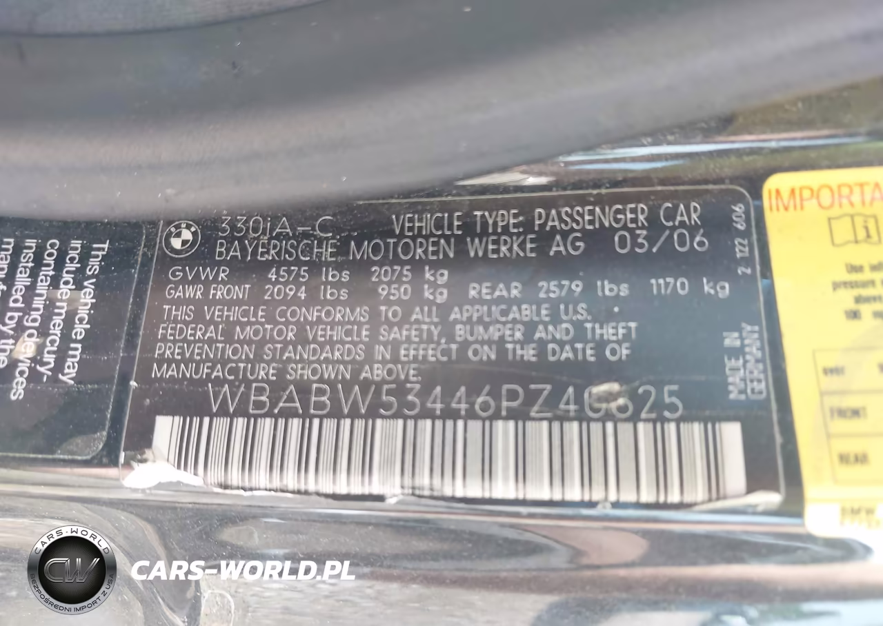 2006 BMW 330Ci VIN:WBABW53446PZ40625 - 9