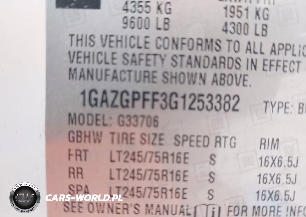 2016 Chevrolet Express 3500 Lt VIN:1GAZGPFF3G1253382 - 9