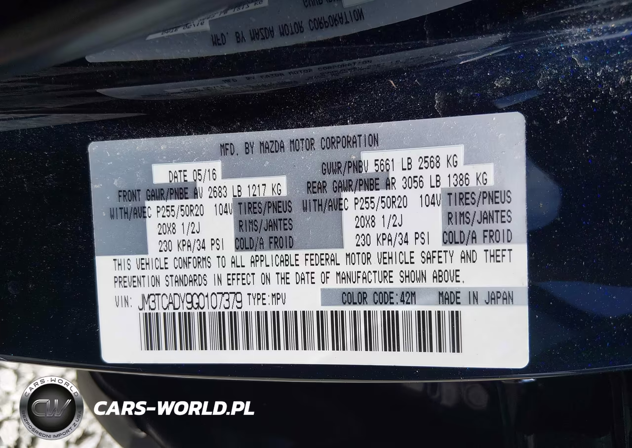 2016 Mazda Cx-9 Grand Touring VIN:JM3TCADY9G0107379 - 9