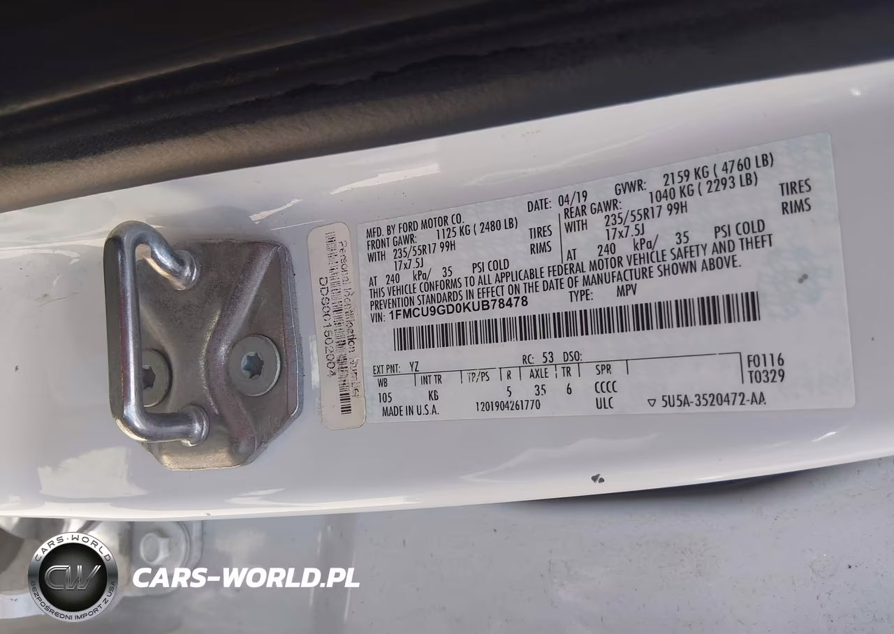 2019 Ford Escape Se VIN:1FMCU9GD0KUB78478 - 7