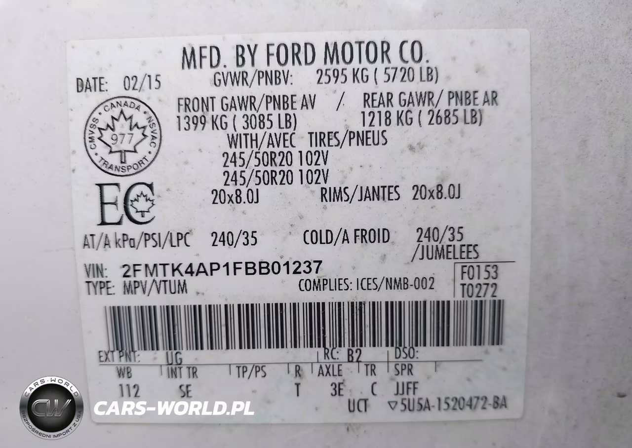 2015 Ford Edge Sport VIN:2FMTK4AP1FBB01237 - 9