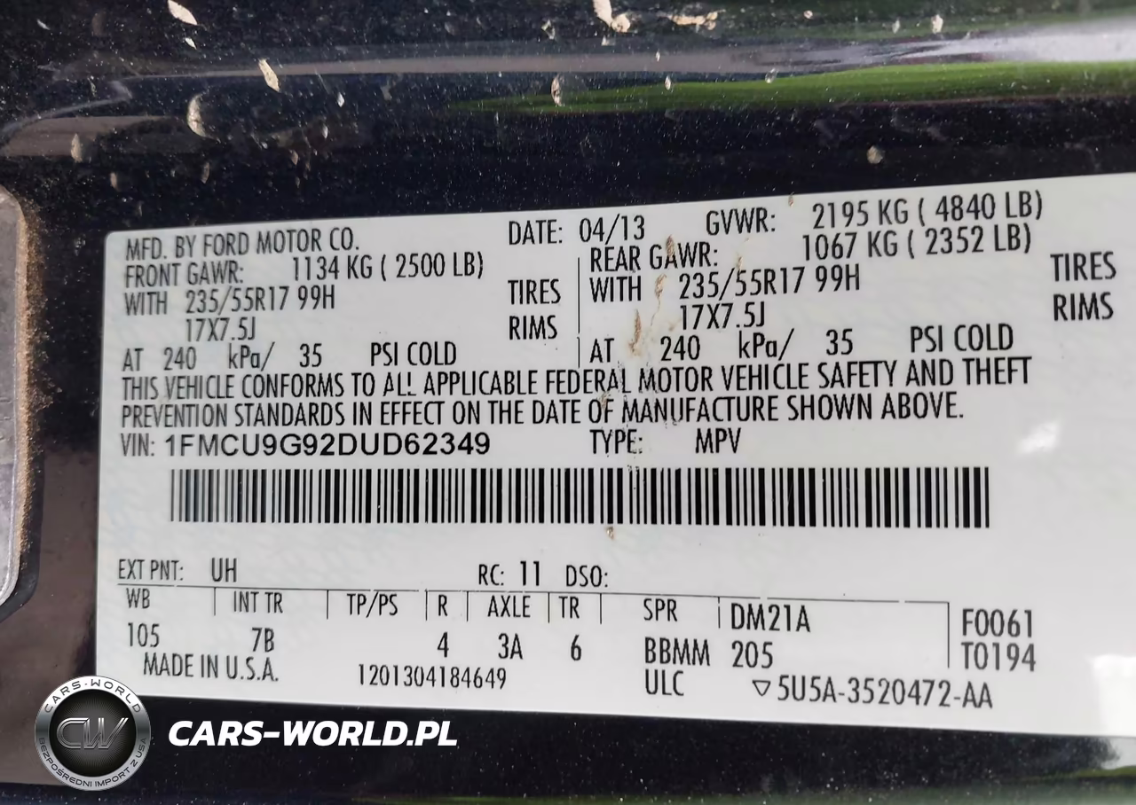 2013 Ford Escape Se VIN:1FMCU9G92DUD62349 - 9