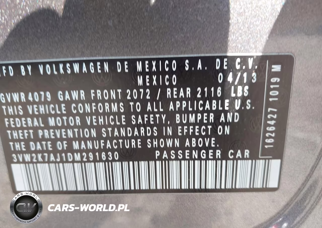 2013 Volkswagen Jetta 2.0L S VIN:3VW2K7AJ1DM291630 - 9
