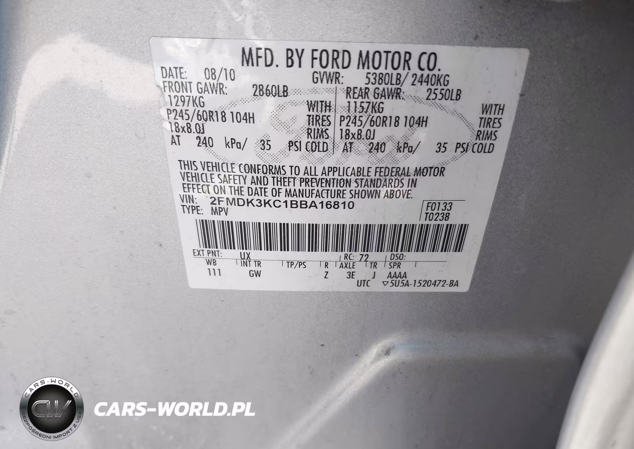 2011 Ford Edge Limited VIN:2FMDK3KC1BBA16810 - 9