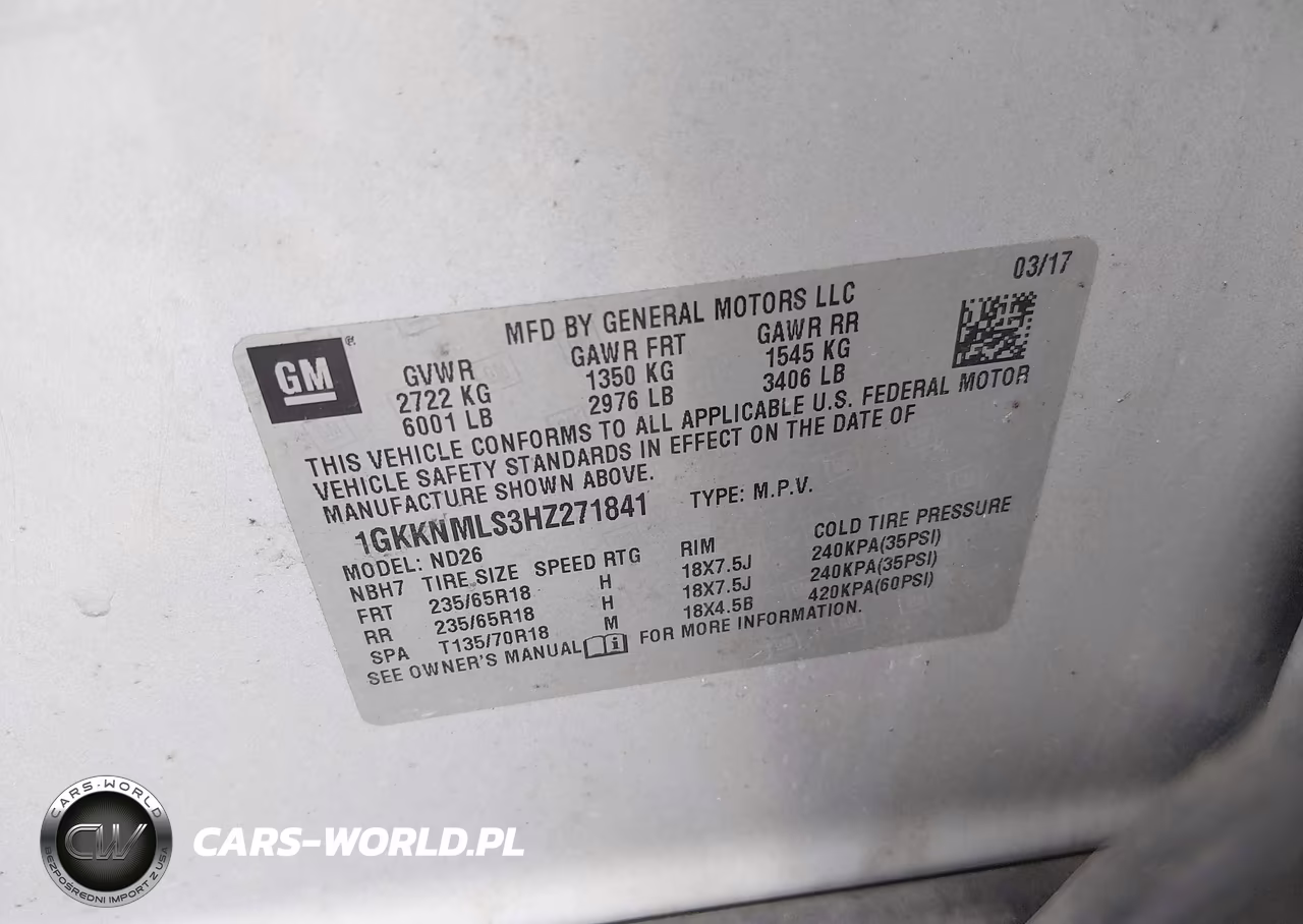 2017 GMC Acadia Slt-1 VIN:1GKKNMLS3HZ271841 - 9