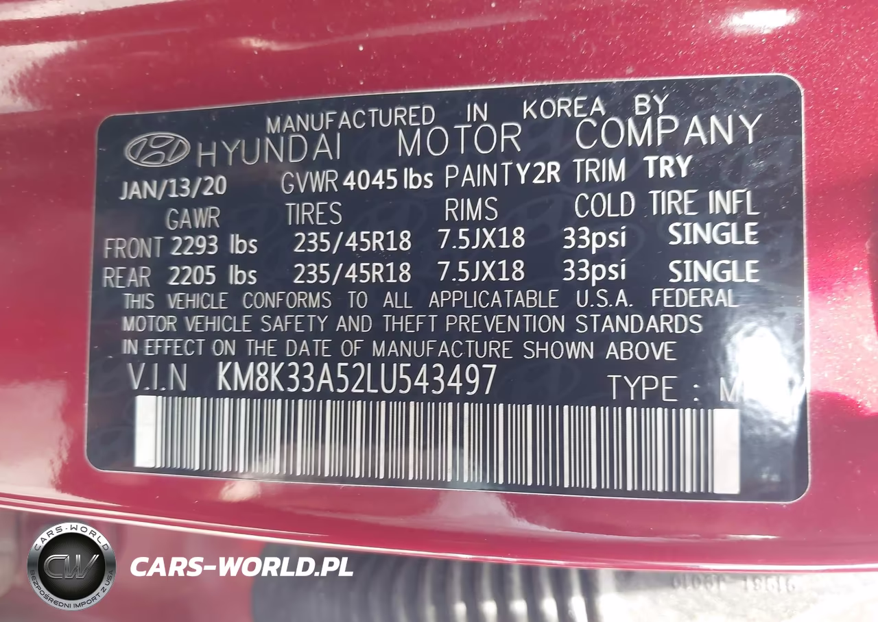 2020 Hyundai Kona Limited VIN:KM8K33A52LU543497 - 9