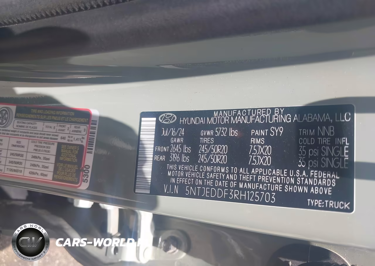 2024 Hyundai Santa Cruz Limited VIN:5NTJEDDF3RH125703 - 2