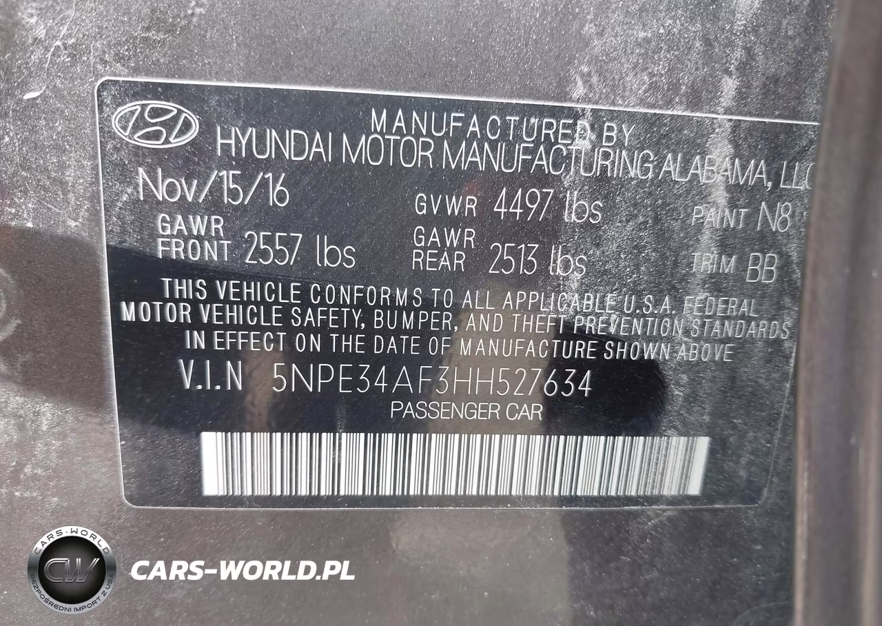2017 Hyundai Sonata Limited VIN:5NPE34AF3HH527634 - 9
