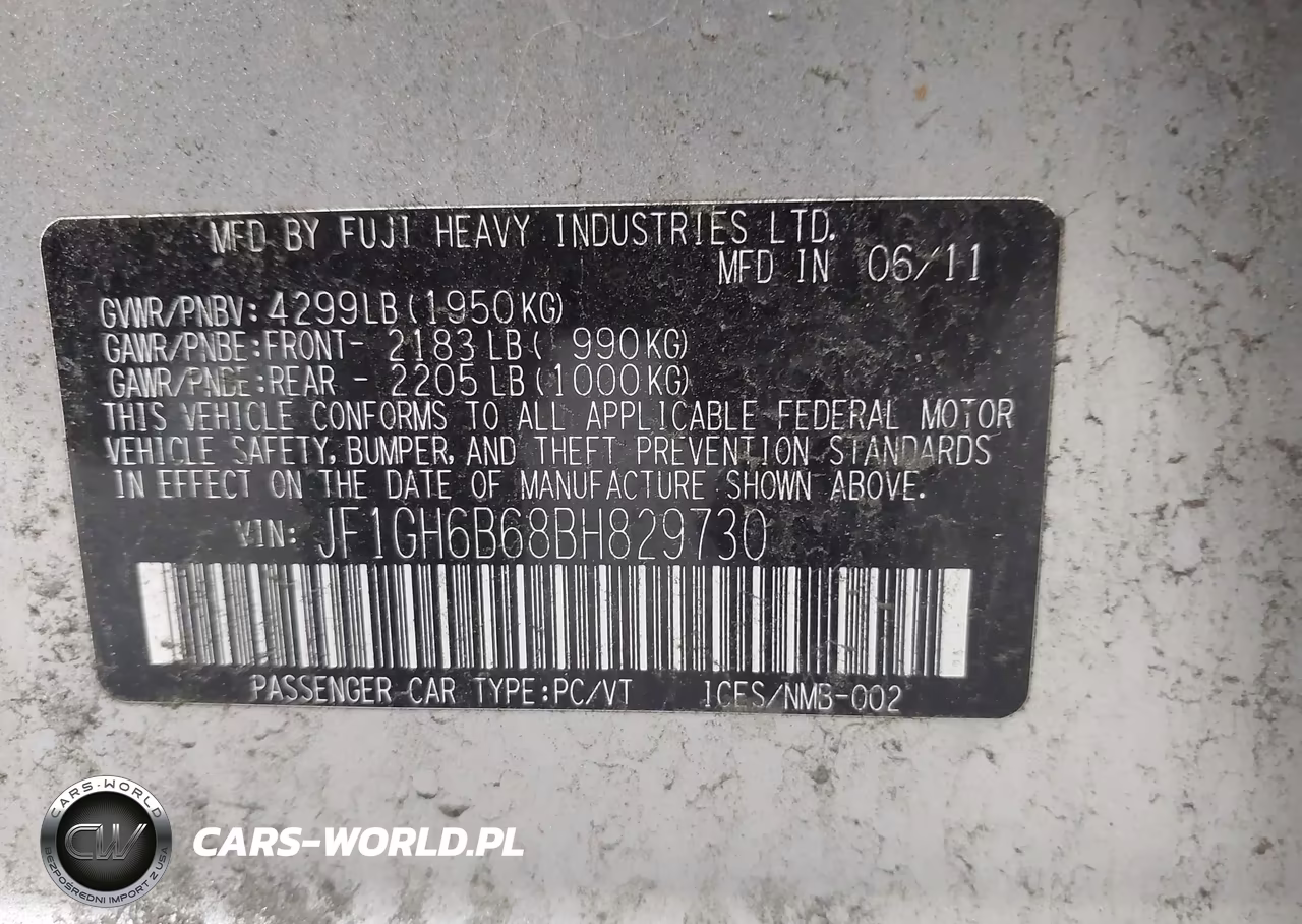 2011 Subaru Impreza 2.5I Premium VIN:JF1GH6B68BH829730 - 9