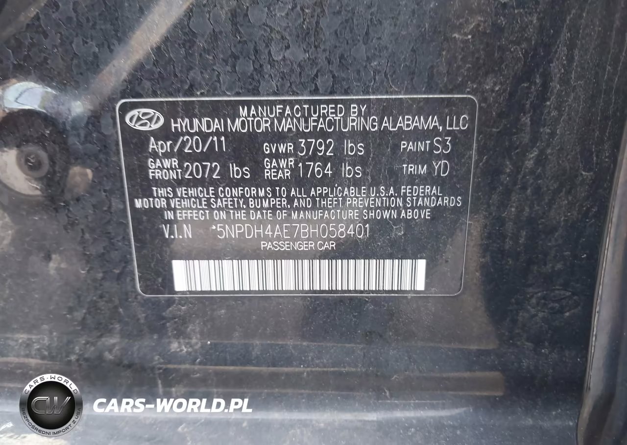 2011 Hyundai Elantra Gls VIN:5NPDH4AE7BH058401 - 9