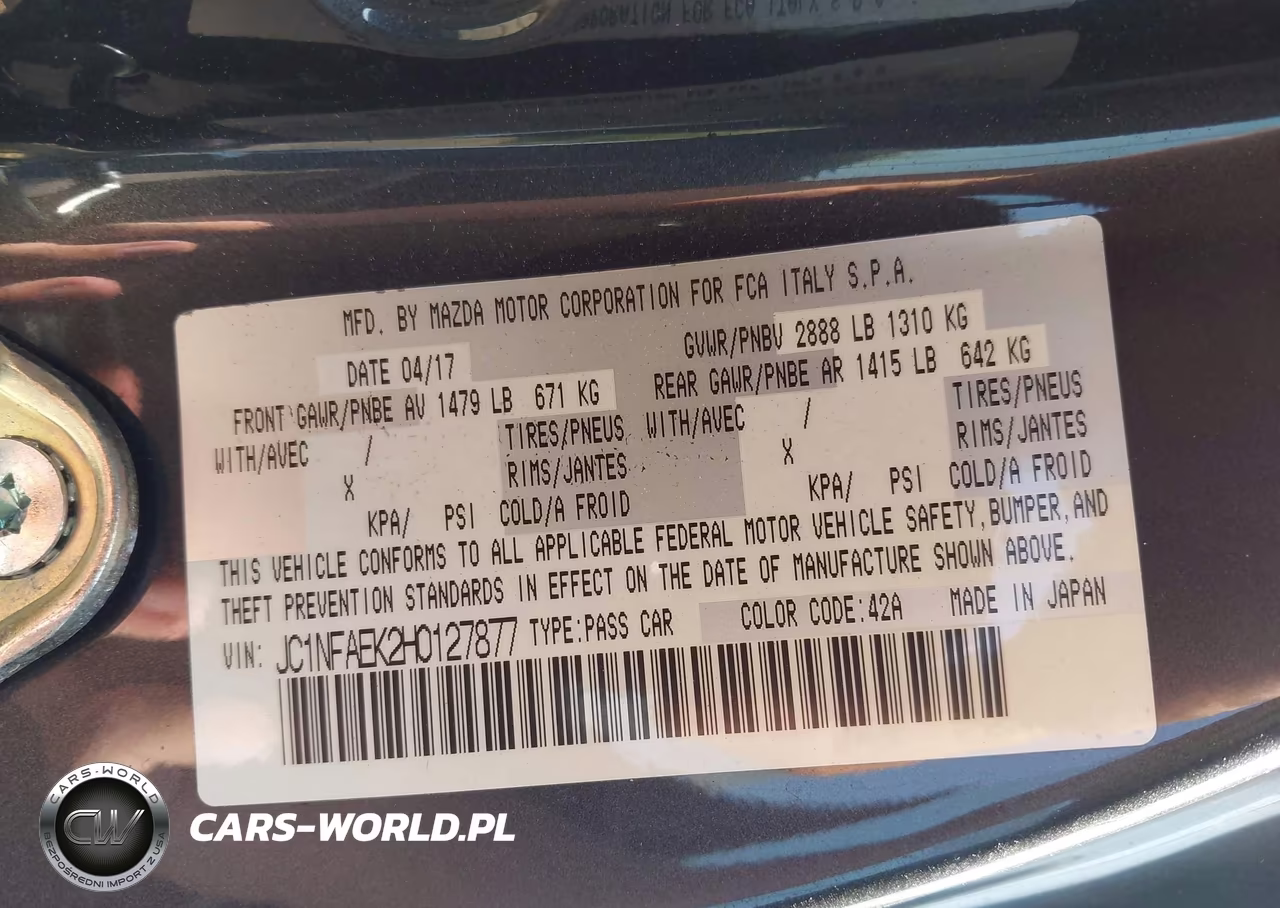 2017 Fiat 124 Spider Classica VIN:JC1NFAEK2H0127877 - 9