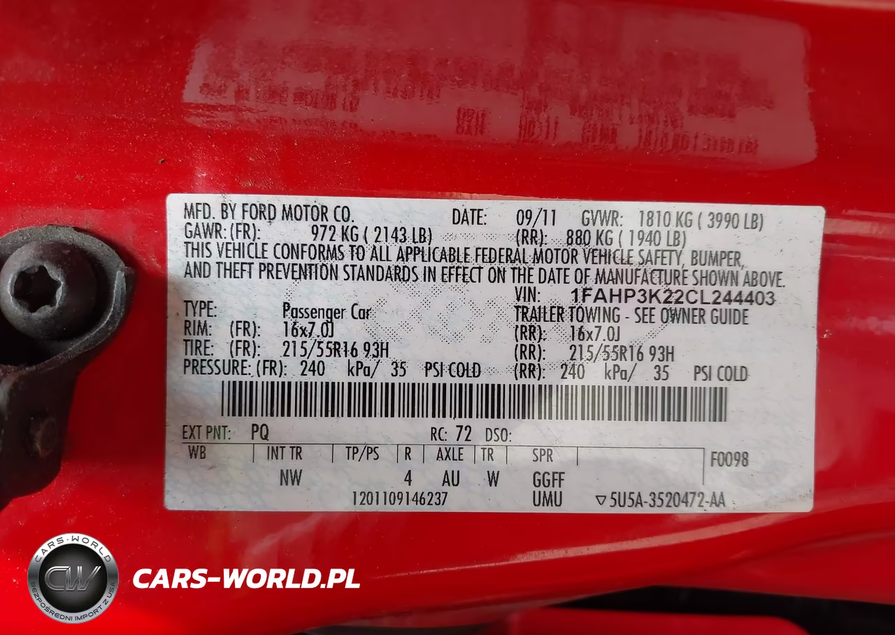2012 Ford Focus Se VIN:1FAHP3K22CL244403 - 9