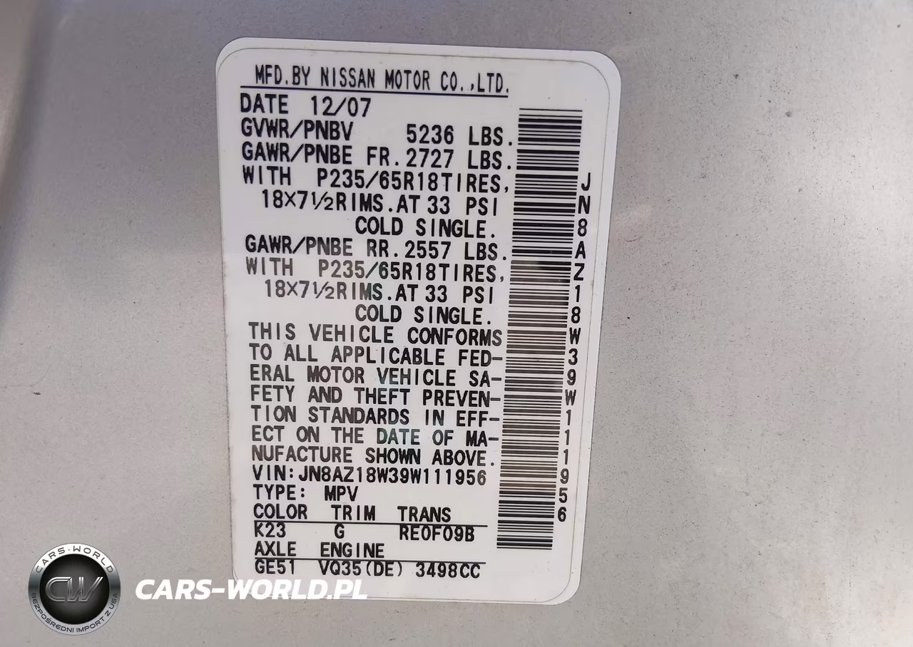 2009 Nissan Murano S VIN:JN8AZ18W39W111956 - 9