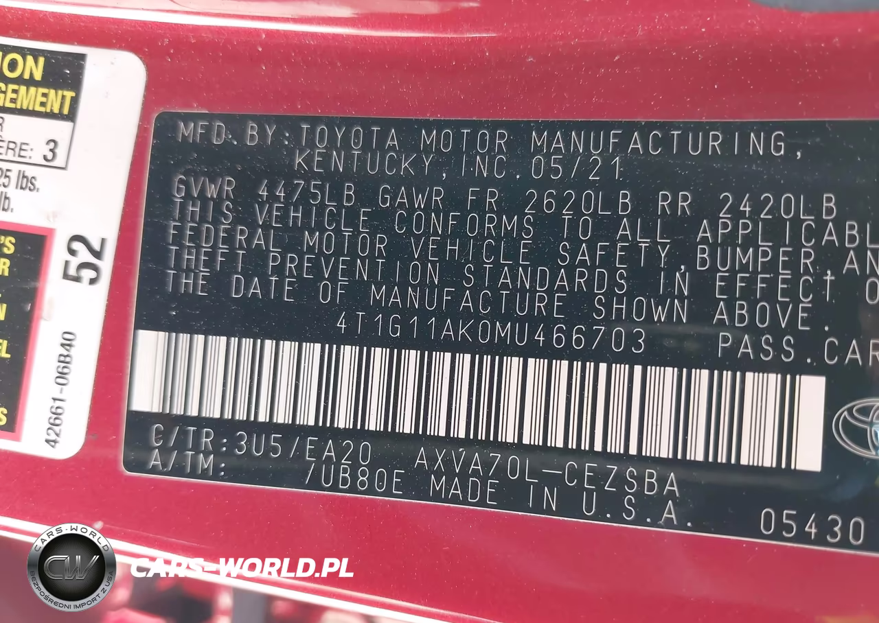 2021 Toyota Camry Se VIN:4T1G11AK0MU466703 - 9