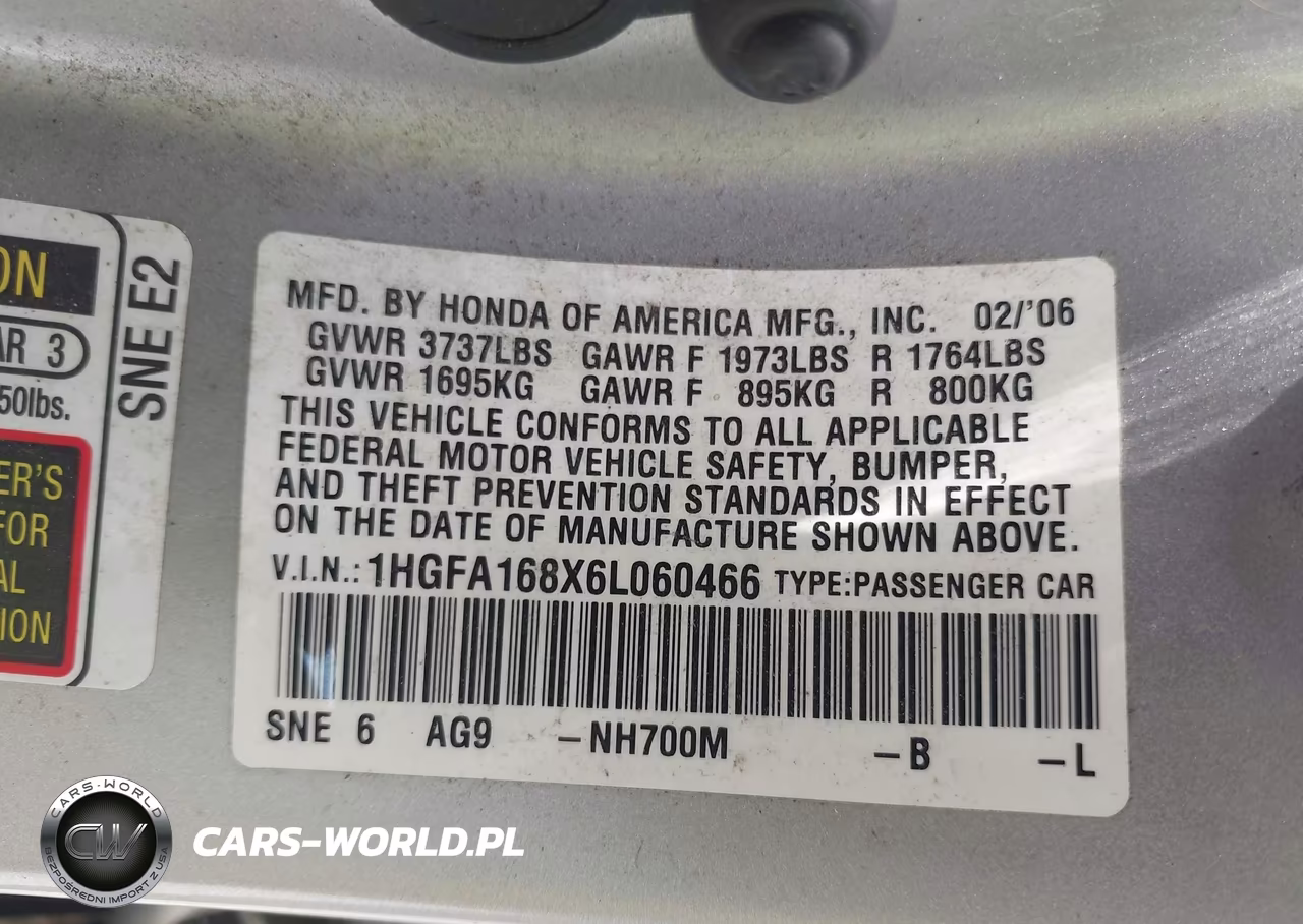 2006 Honda Civic Ex VIN:1HGFA168X6L060466 - 9