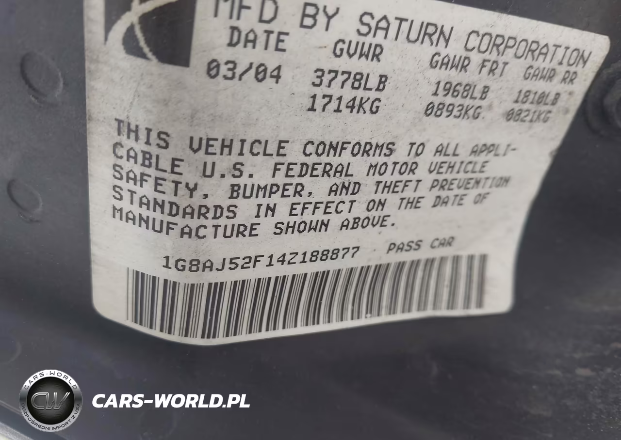 2004 Saturn Ion Ion 2 VIN:1G8AJ52F14Z188877 - 9