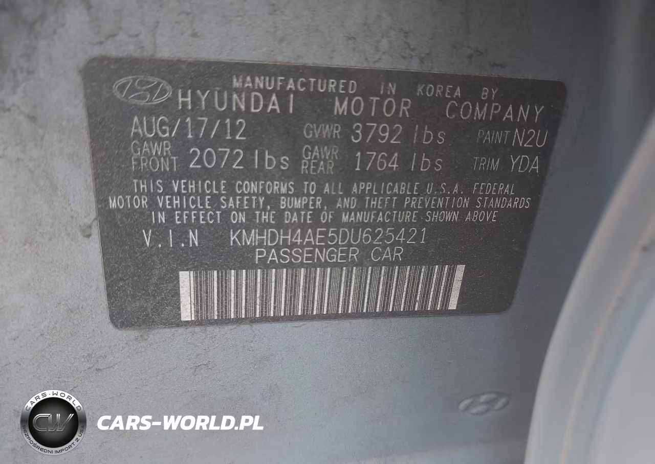 2013 Hyundai Elantra Gls VIN:KMHDH4AE5DU625421 - 9