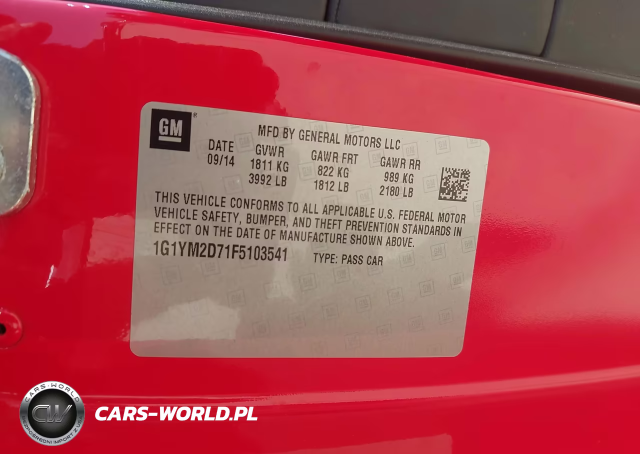 2015 Chevrolet Corvette Stingray Z51 VIN:1G1YM2D71F5103541 - 9