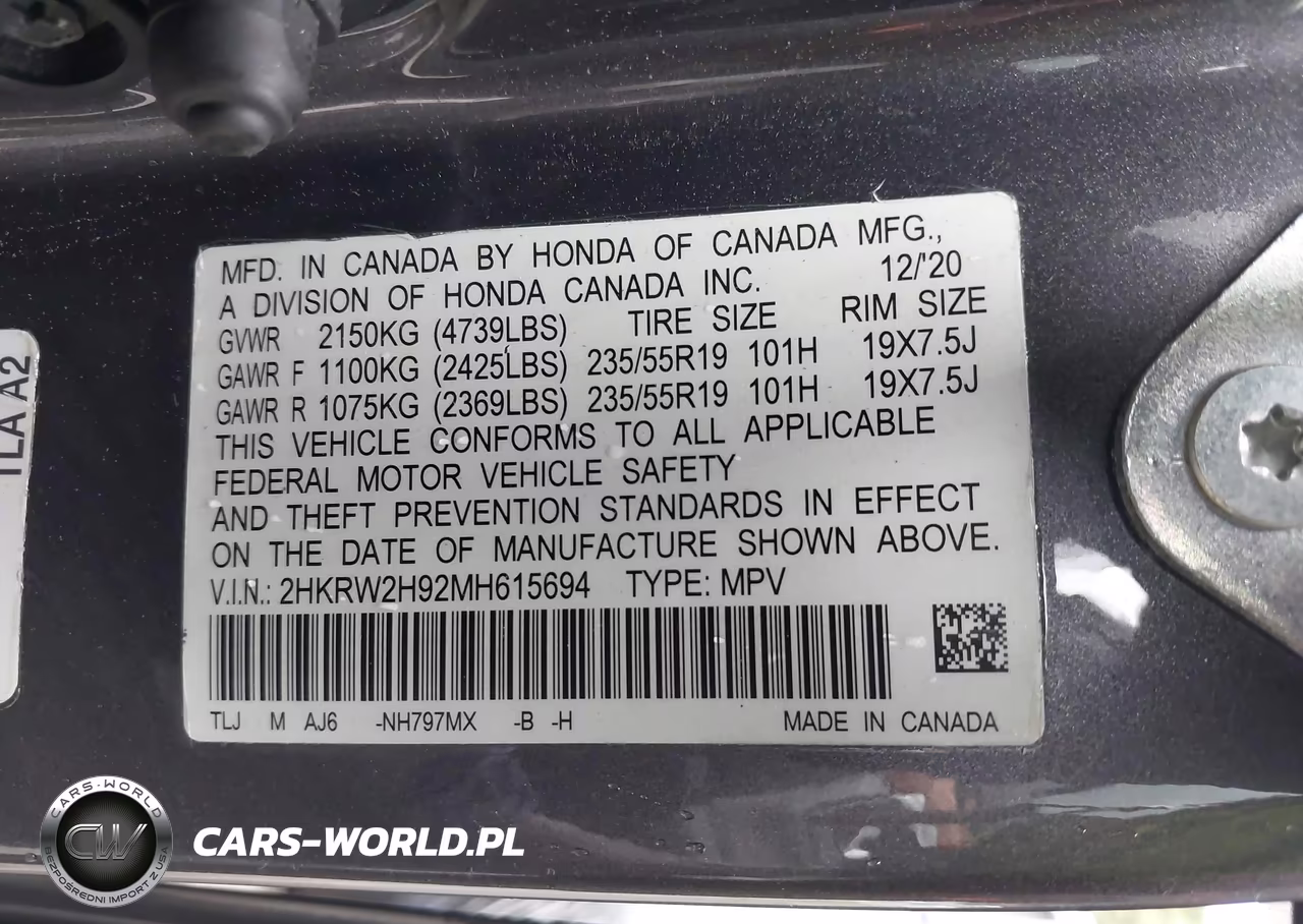 2021 Honda Cr-V Awd Touring VIN:2HKRW2H92MH615694 - 9