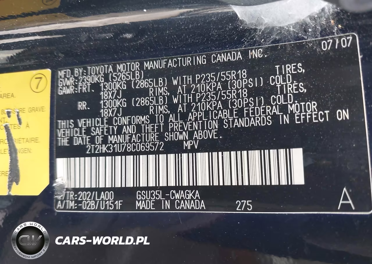 2008 Lexus Rx 350 VIN:2T2HK31U78C069572 - 9
