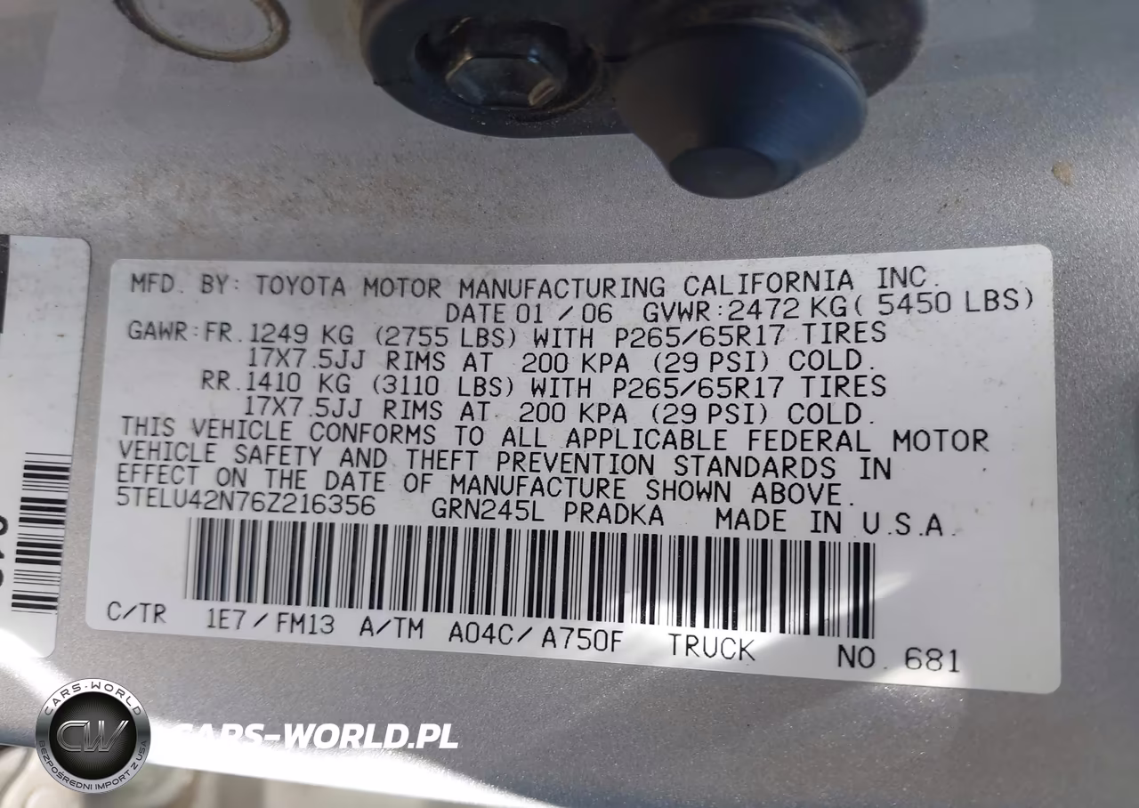 2006 Toyota Tacoma Base V6 VIN:5TELU42N76Z216356 - 9