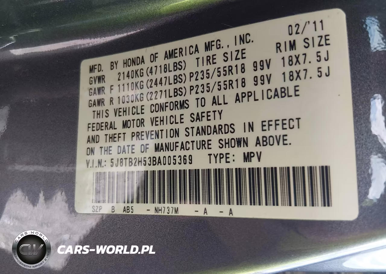 2011 Acura Rdx VIN:5J8TB2H53BA005369 - 9