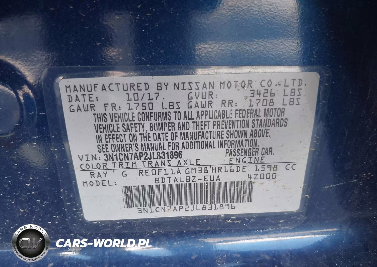 2018 Nissan Versa 1.6 Sv VIN:3N1CN7AP2JL831896 - 9