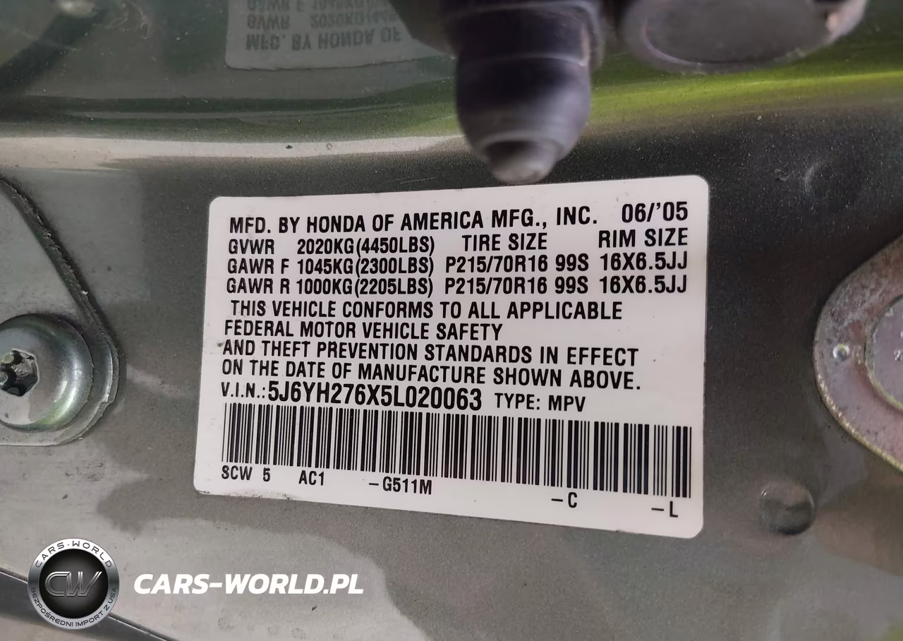 2005 Honda Element Ex VIN:5J6YH276X5L020063 - 9