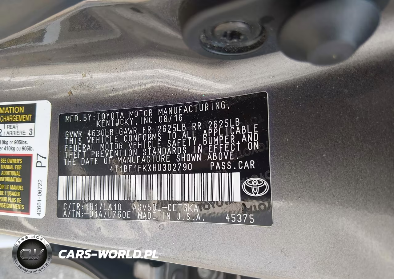 2017 Toyota Camry Xle VIN:4T1BF1FKXHU302790 - 9