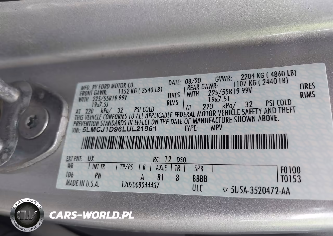 2020 Lincoln Corsair Standard VIN:5LMCJ1D96LUL21961 - 9