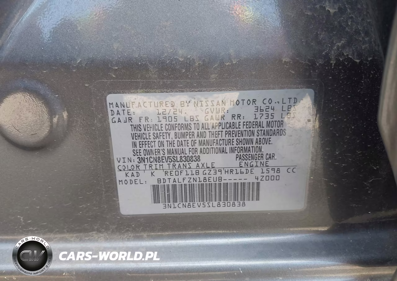 2025 Nissan Versa 1.6 Sv VIN:3N1CN8EV5SL830838 - 9