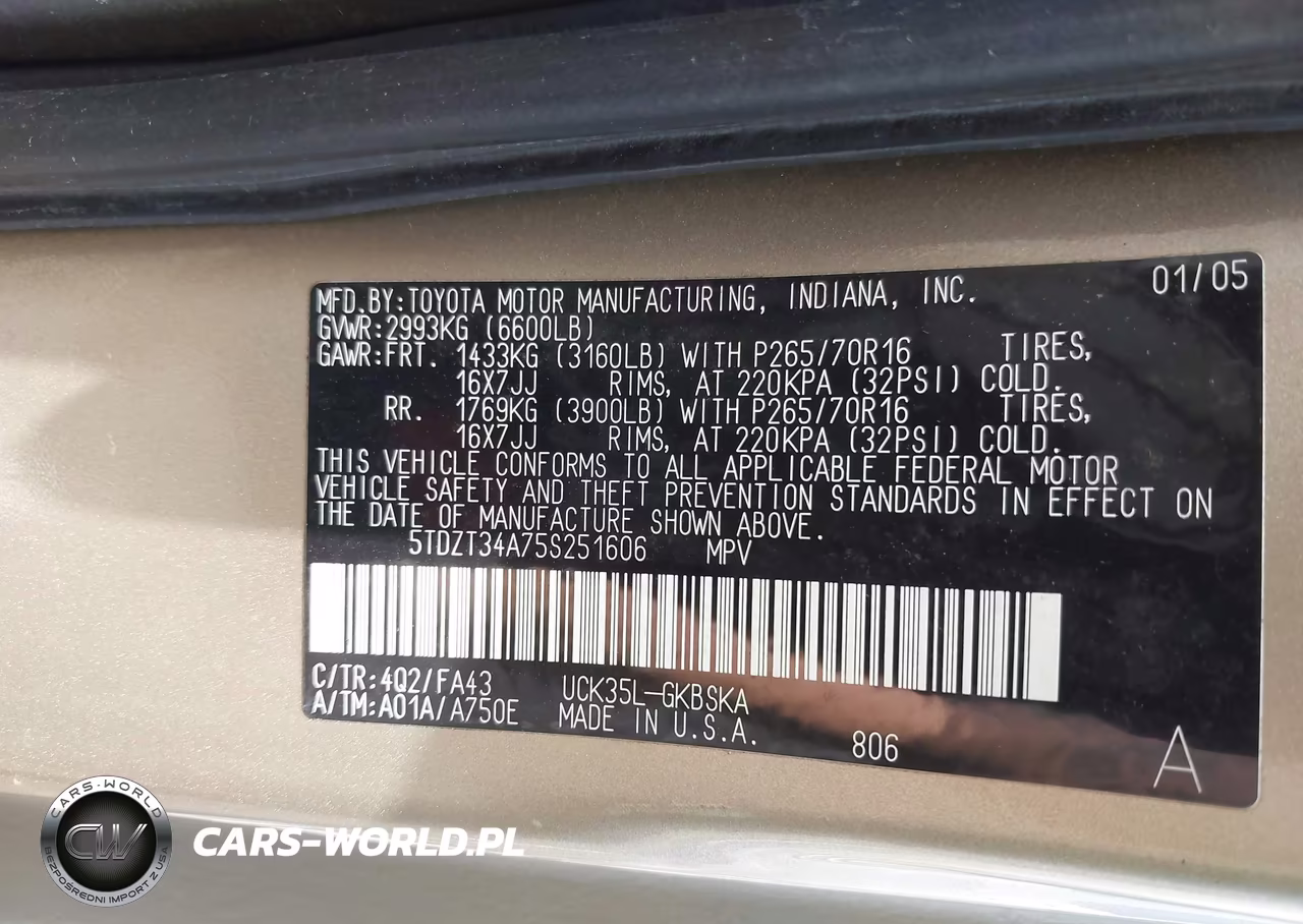 2005 Toyota Sequoia Sr5 V8 VIN:5TDZT34A75S251606 - 9