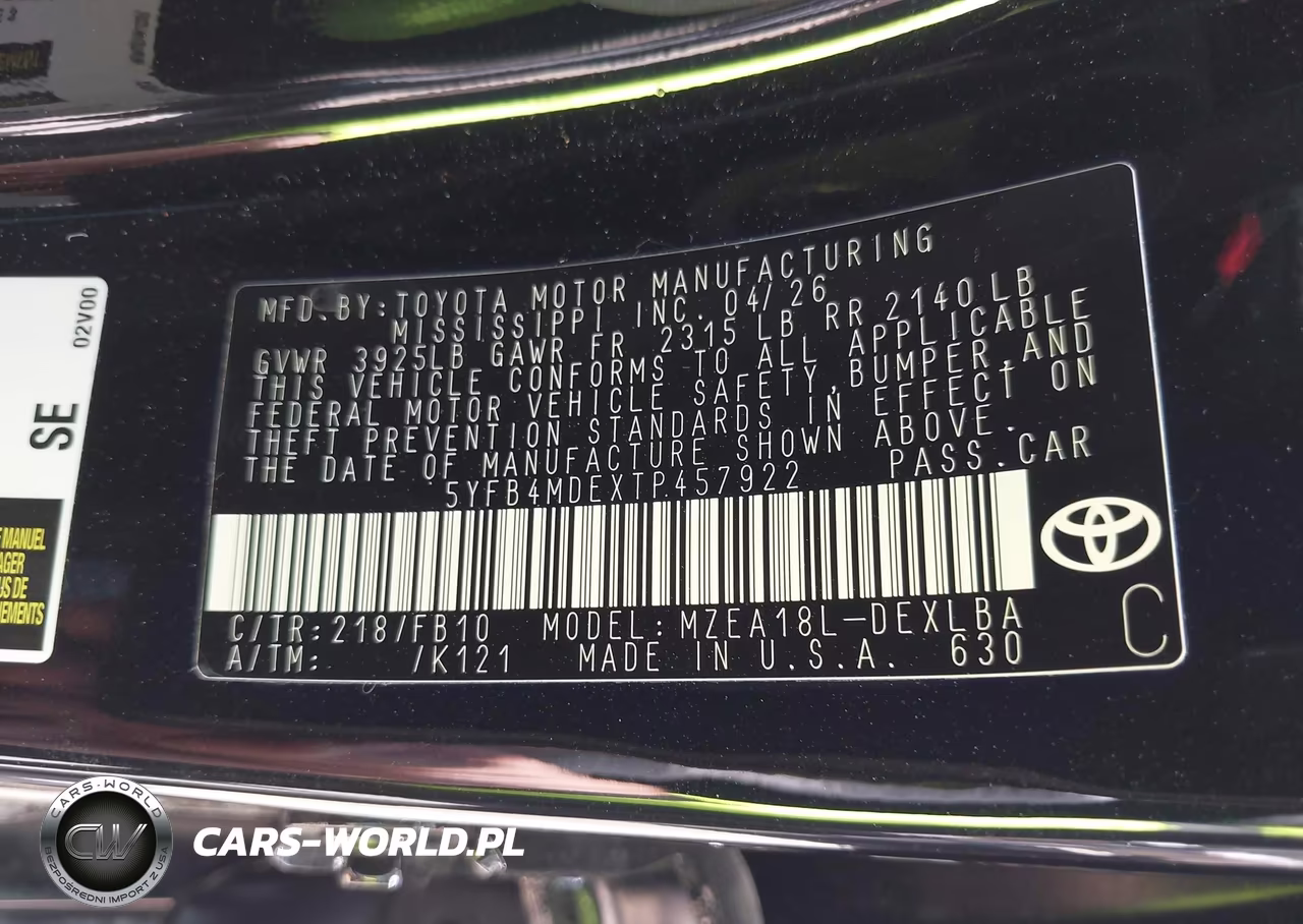 2026 Toyota Corolla Le VIN:5YFB4MDEXTP457922 - 9