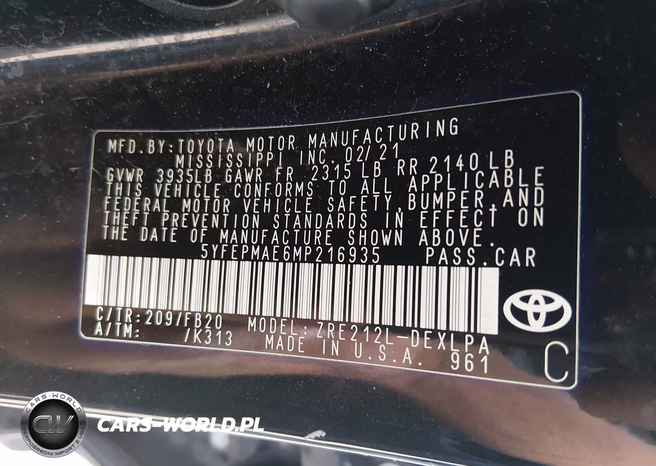 2021 Toyota Corolla Le VIN:5YFEPMAE6MP216935 - 9
