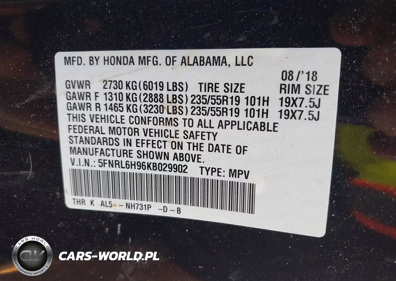 2019 Honda Odyssey Elite VIN:5FNRL6H96KB029902 - 9