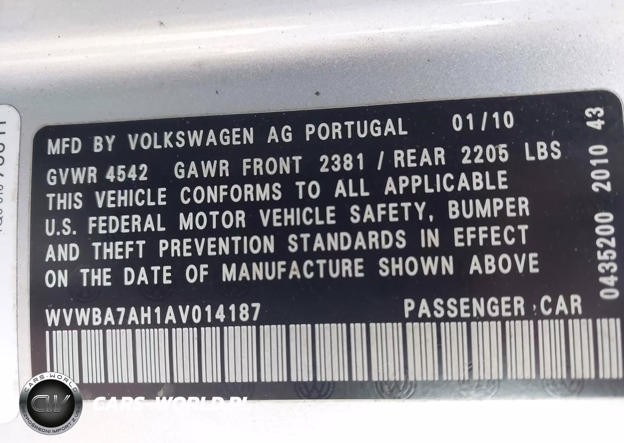 2010 Volkswagen Eos Komfort VIN:WVWBA7AH1AV014187 - 9
