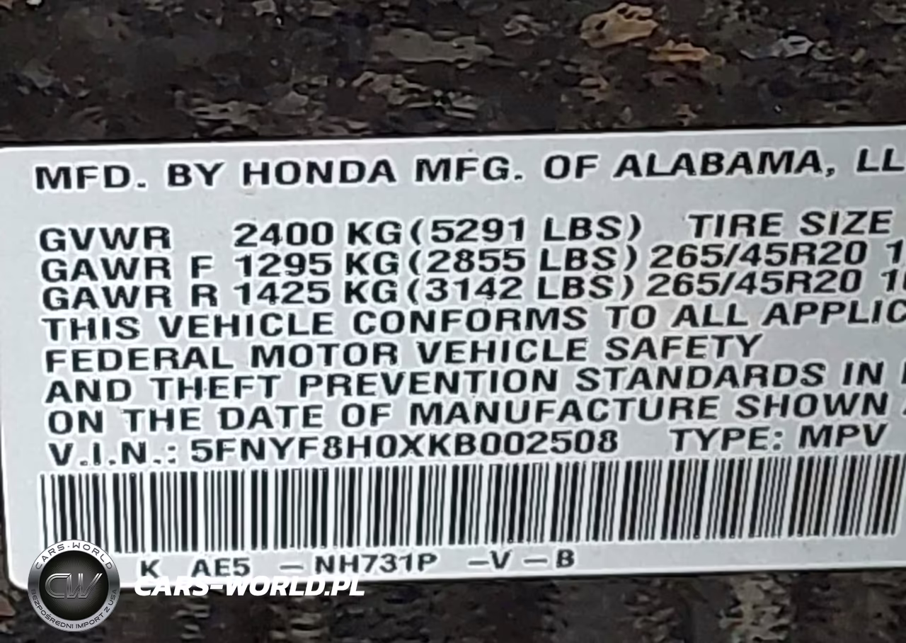 2019 Honda Passport Elite VIN:5FNYF8H0XKB002508 - 9