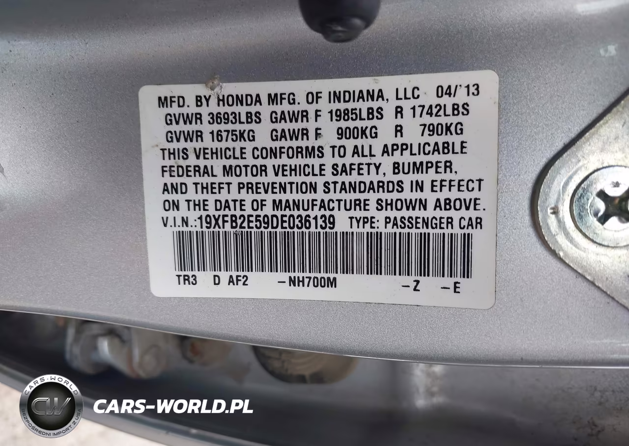 2013 Honda Civic Lx VIN:19XFB2E59DE036139 - 9