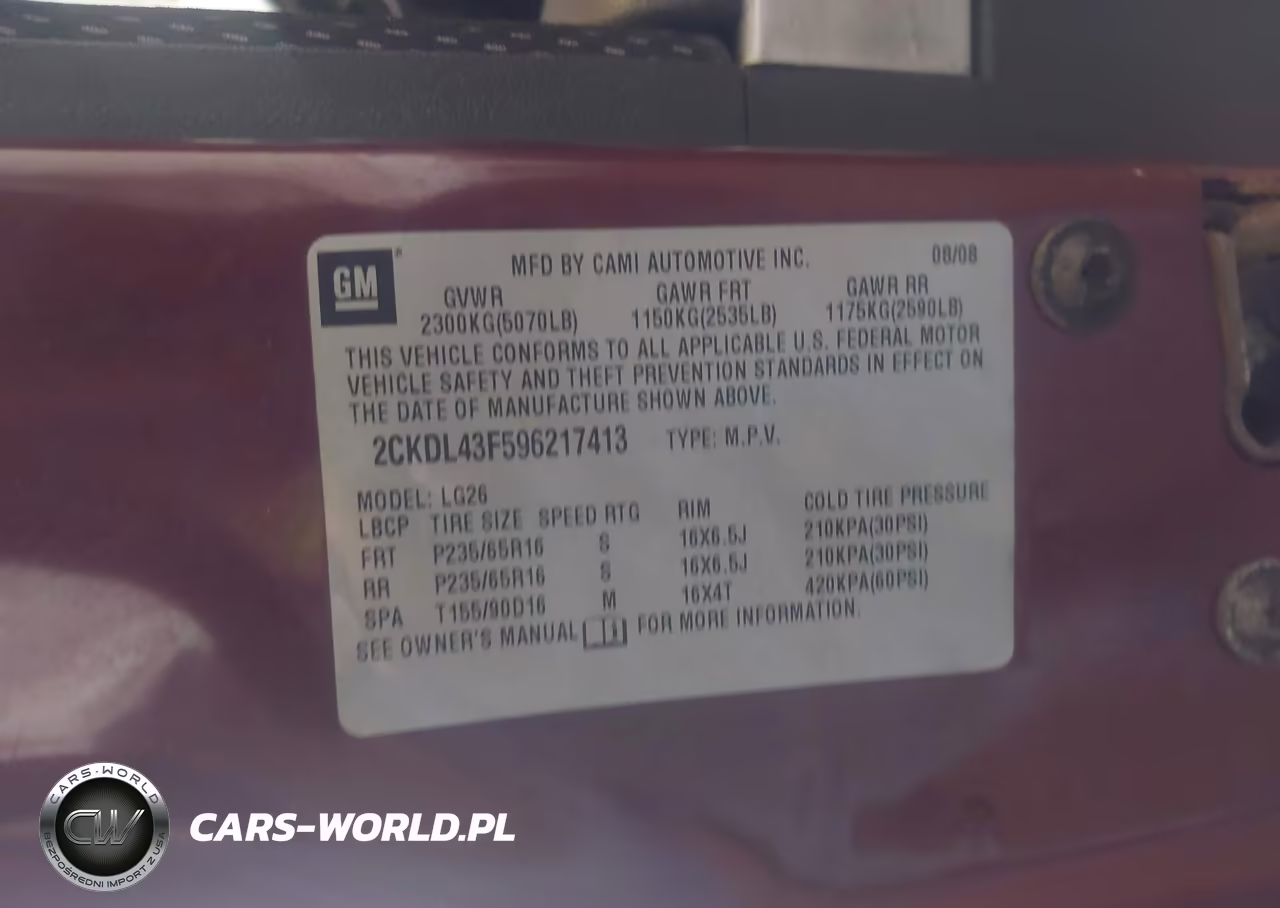 2009 Pontiac Torrent VIN:2CKDL43F596217413 - 9